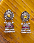Ruhani Jhumkas - German Silver Earrings